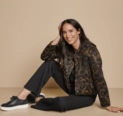 Brushed Leopard-Print Bomber