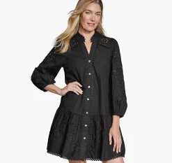 Button-Front Eyelet Dress