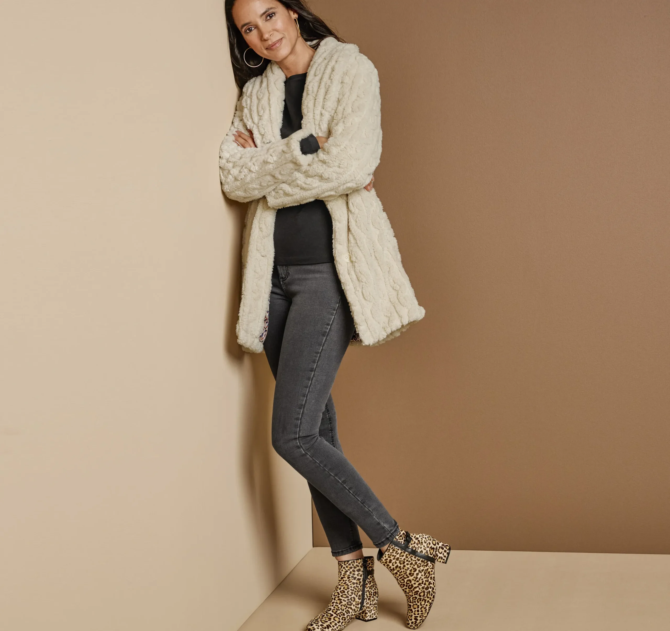 Cable Faux-Fur Coat