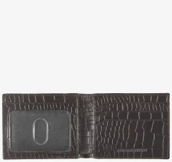 Croc-Embossed Leather Billfold Wallet