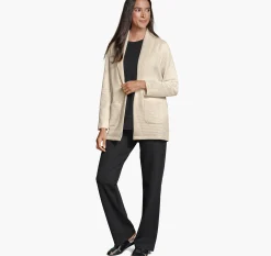 Diagonal Quilted Shawl-Collar