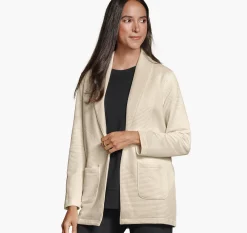 Diagonal Quilted Shawl-Collar