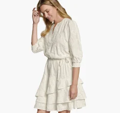 Embroidered Floral Tiered Dress