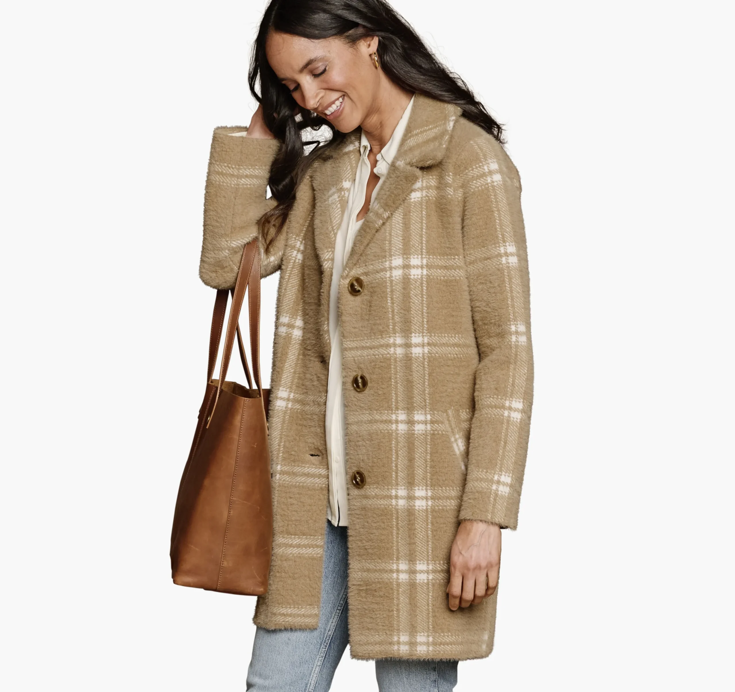 Eyelash Plaid Coatigan