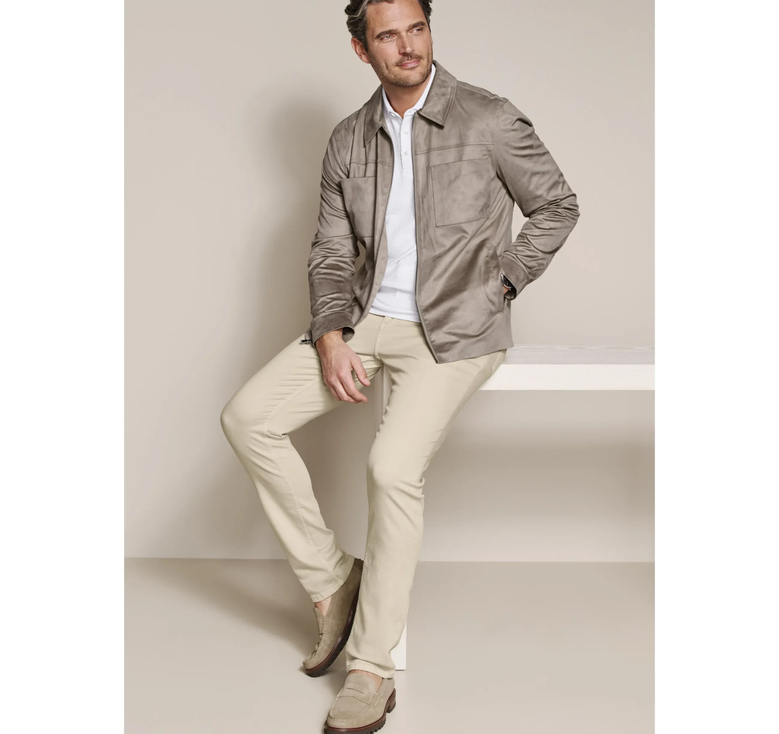 Faux-Suede Full-Zip Jacket