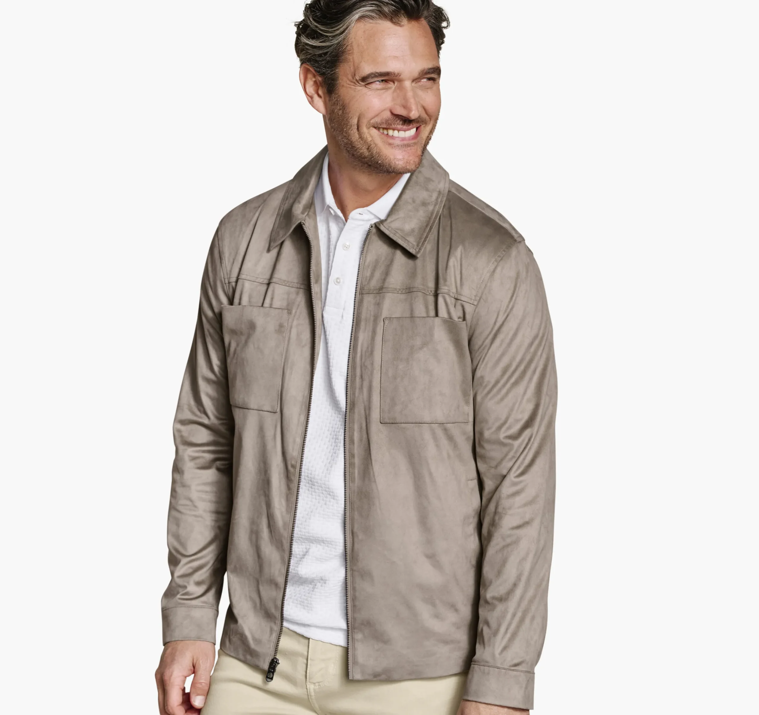 Faux-Suede Full-Zip Jacket
