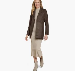 Faux-Suede Long Blazer