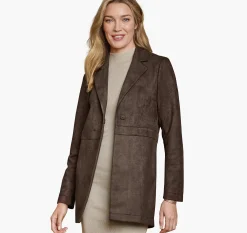 Faux-Suede Long Blazer