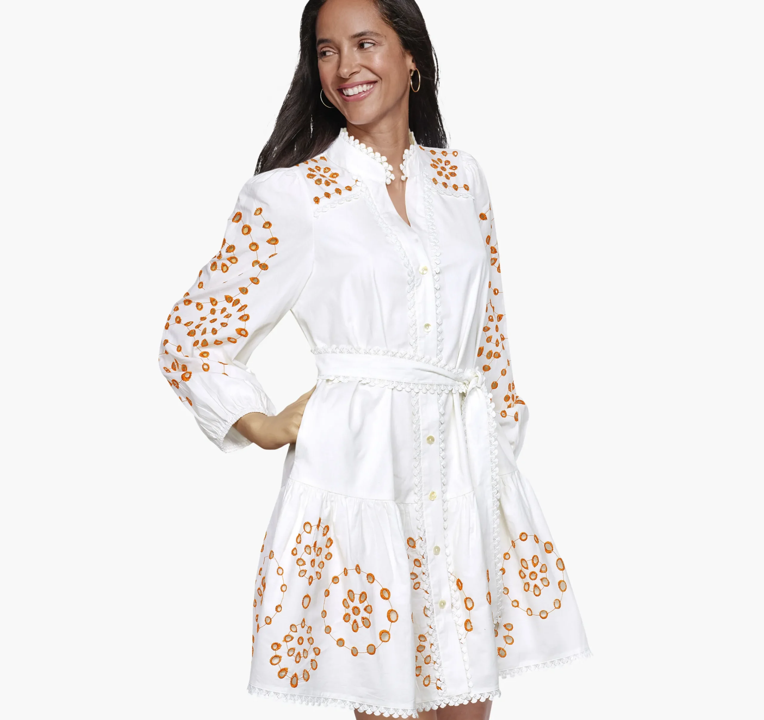 Game Day Button-Front Eyelet Dress