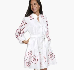 Game Day Button-Front Eyelet Dress