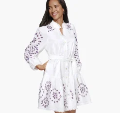 Game Day Button-Front Eyelet Dress