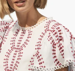 Game Day Eyelet Flutter Sleeve Top