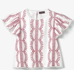 Game Day Eyelet Flutter Sleeve Top