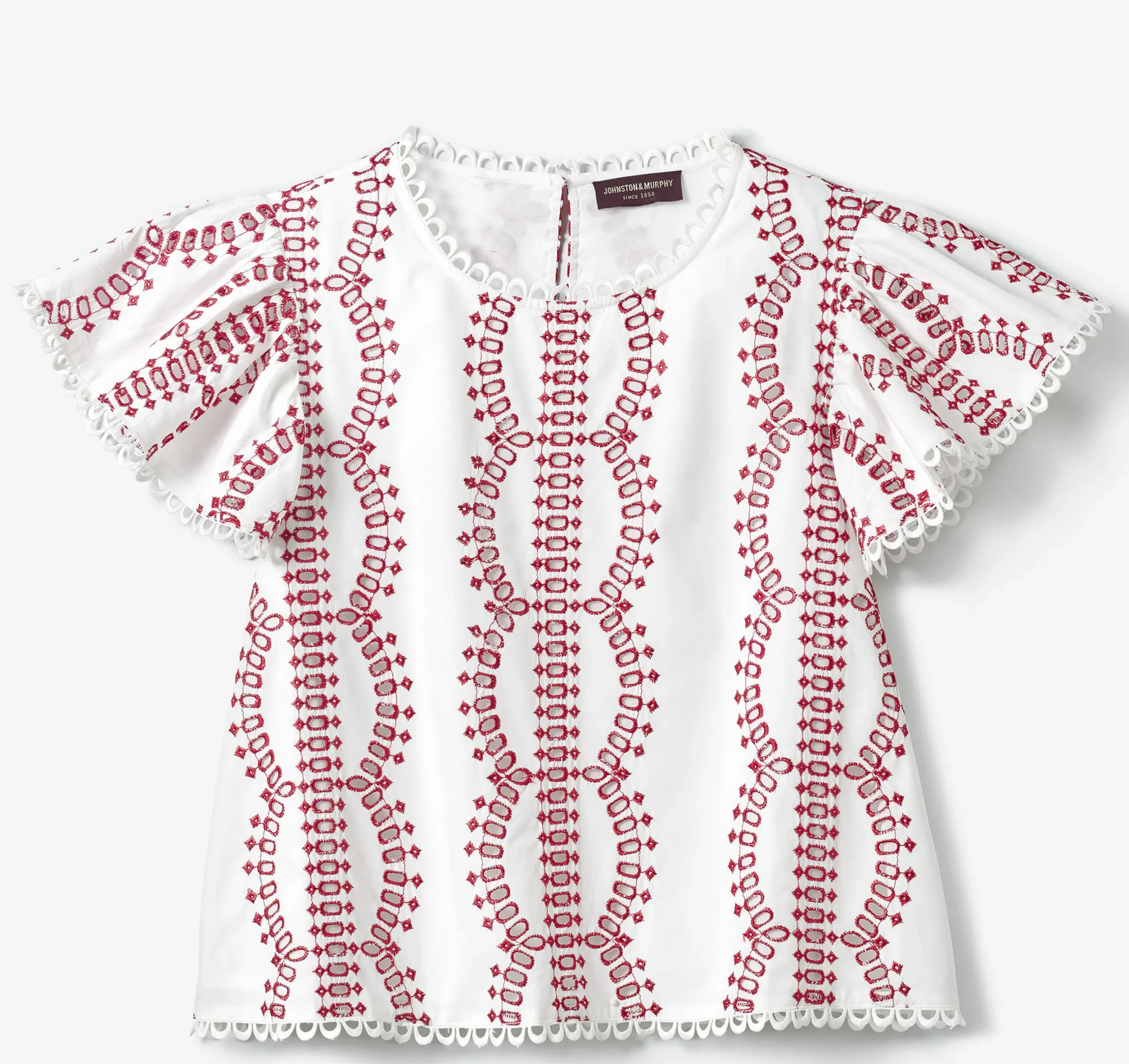 Game Day Eyelet Flutter Sleeve Top