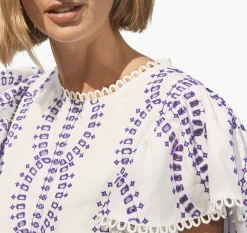 Game Day Eyelet Flutter Sleeve Top
