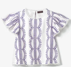 Game Day Eyelet Flutter Sleeve Top