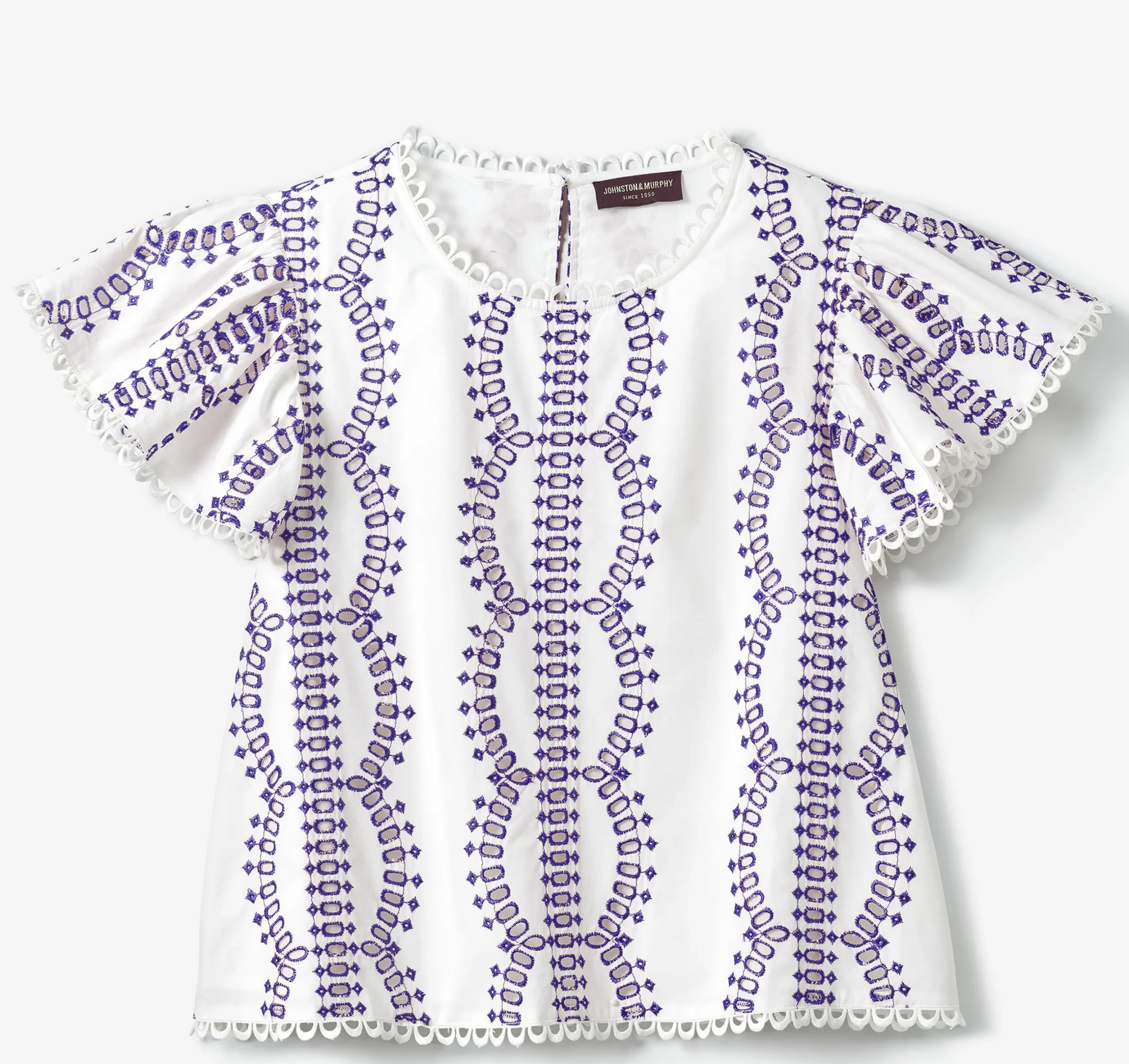 Game Day Eyelet Flutter Sleeve Top