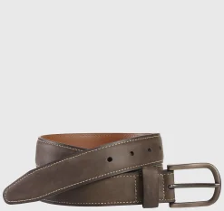 Oiled Contrast-Stitched Leather Belt