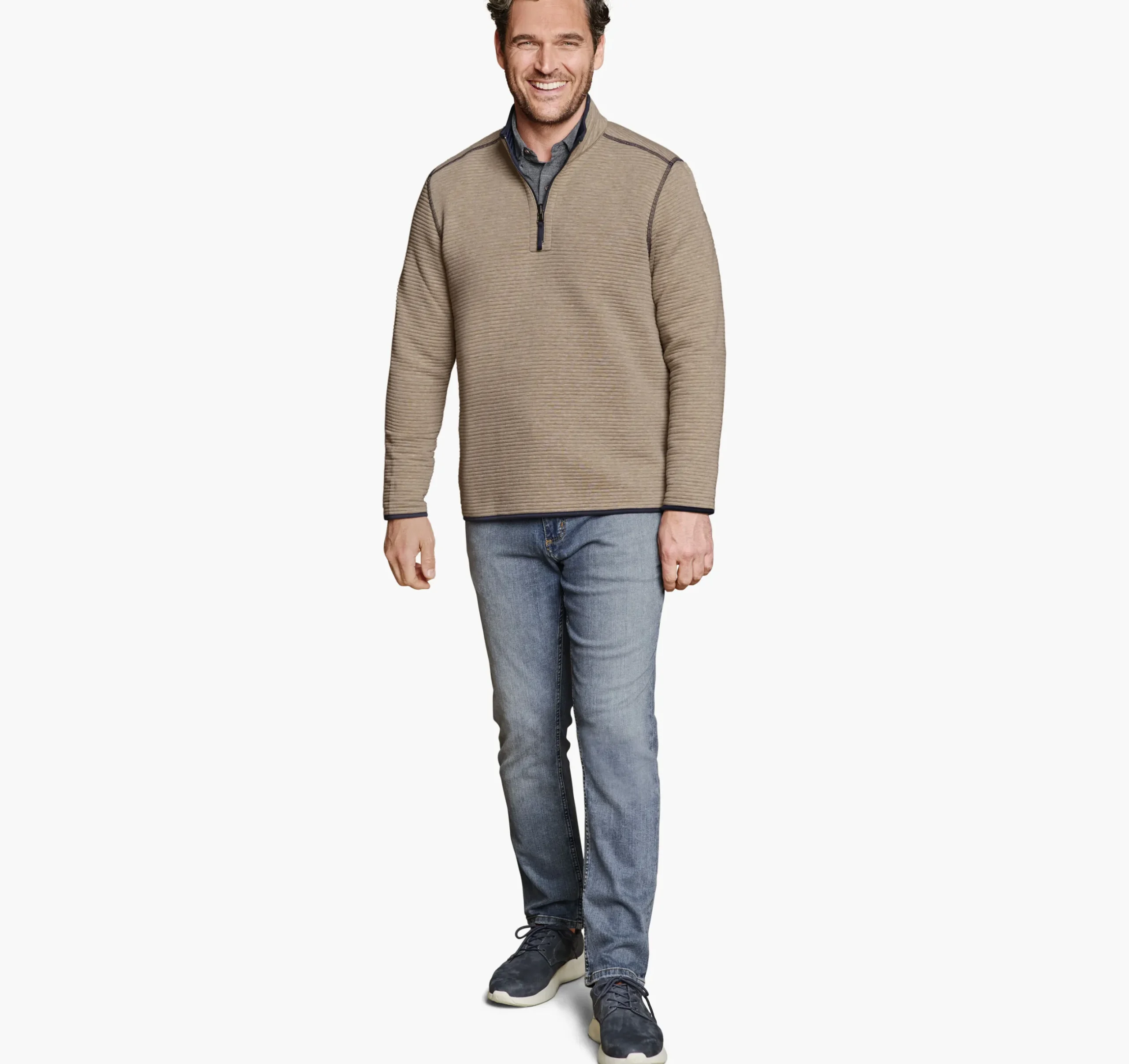 Reversible Channel-Quilted Quarter-Zip