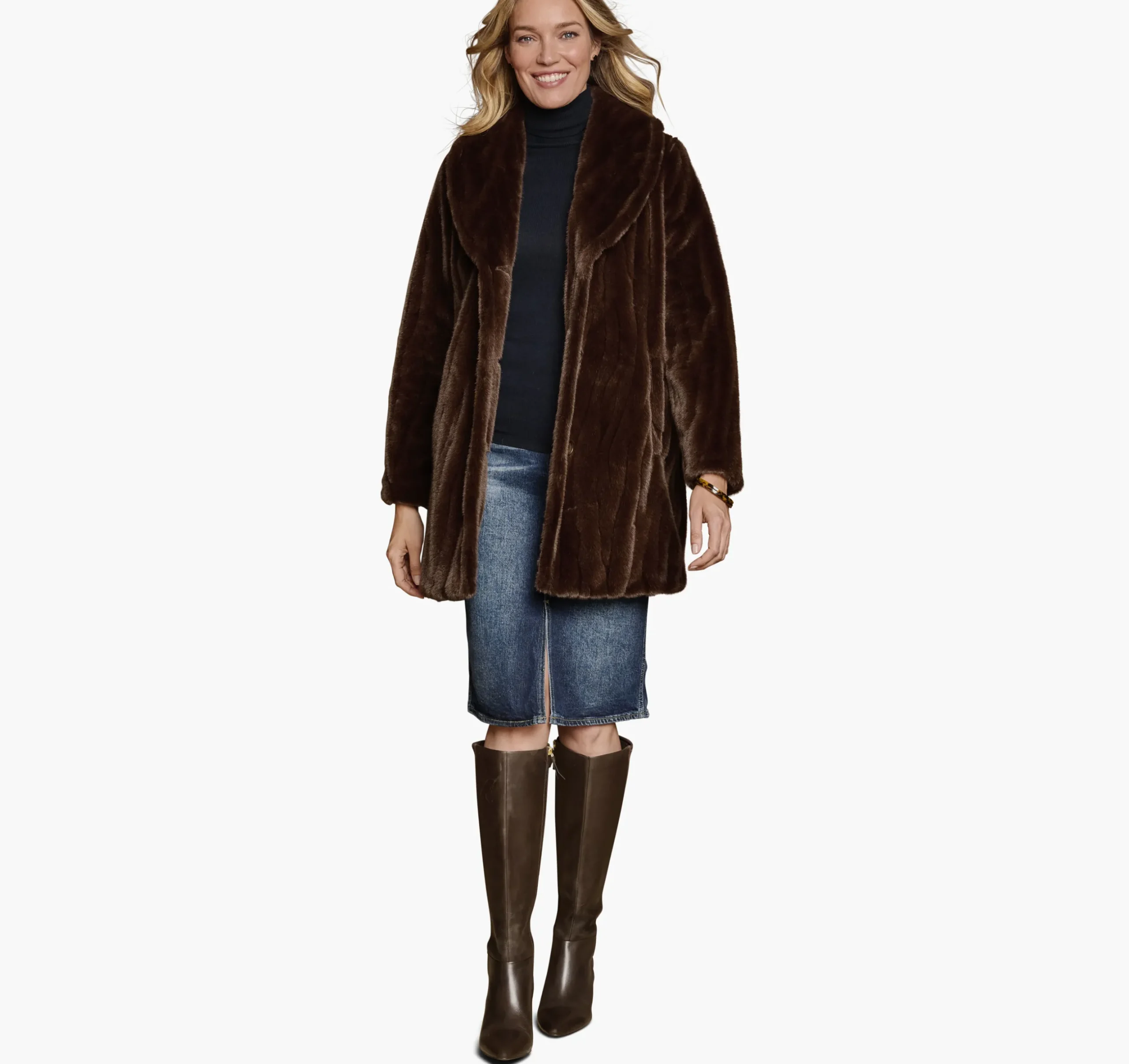 Textured Faux-Fur Coat