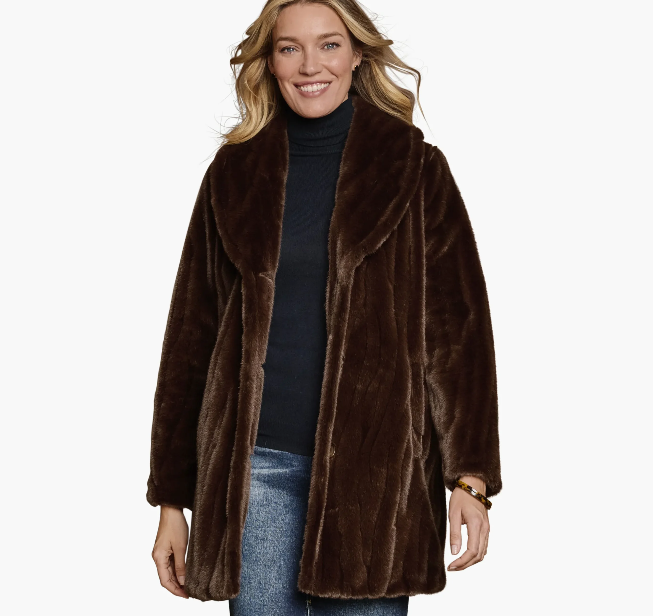 Textured Faux-Fur Coat