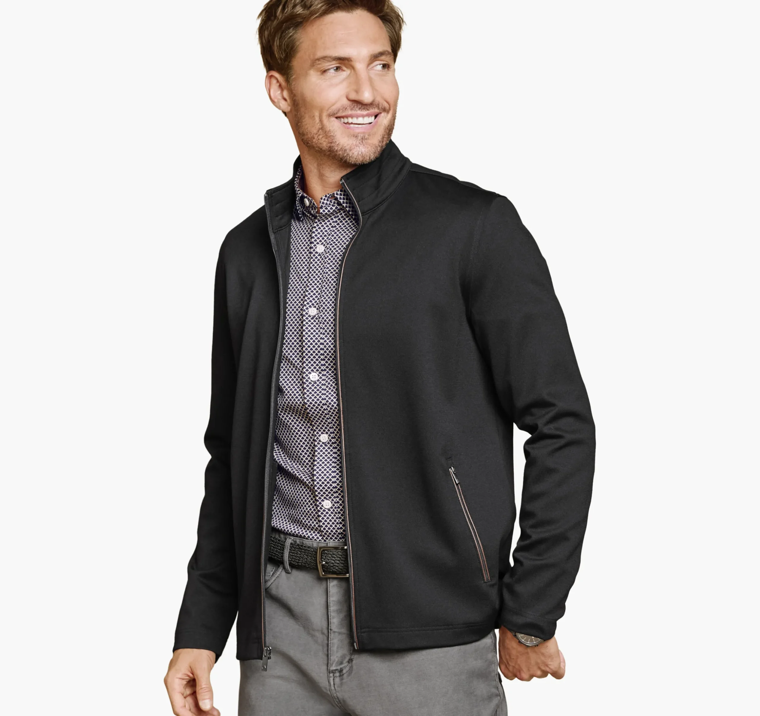 Textured Solid Full Zip