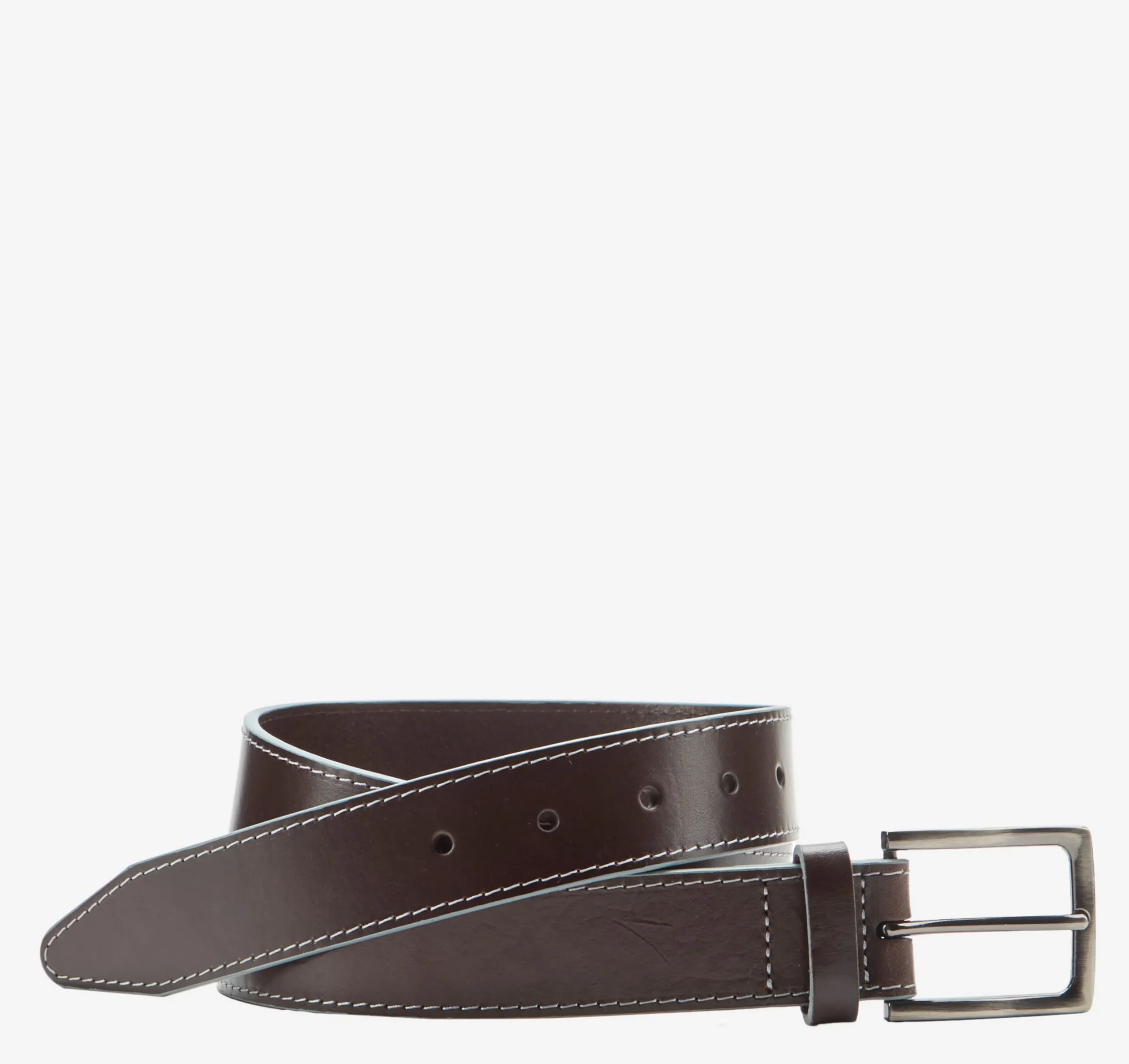 Waxy Gray-Edged Leather Belt