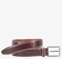 White-Edged Textured Leather Belt