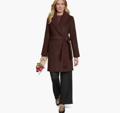 Wool-Blend Coat with Removable Knit Collar